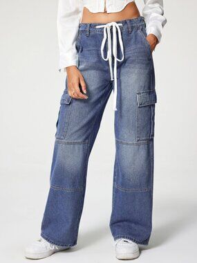 Cider Drawstring Cargo Pants Jeans Denim